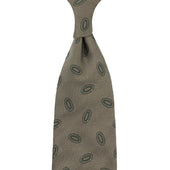 Geometrical Jacquard Silk Tie - Army - Hand-Rolled