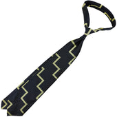 Artillery Repp Stripe Silk Tie Midnight Pale Yellow Hand Rolled
