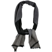 Striped Wool Silk Scarf Charcoal Grey