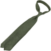 Plain Cashmere Tie Green Hand Rolled