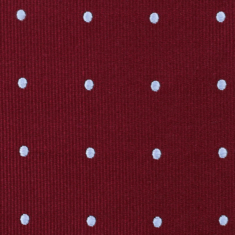 Polka Dot Bespoke Jacquard Silk Tie Burgundy