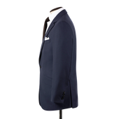 Single Breasted Notch Lapel Suit In Blue Plain Weave