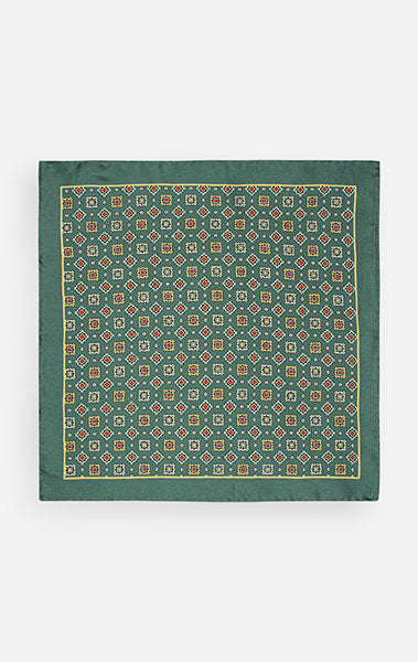 Green Foulard Silk Pocket Square