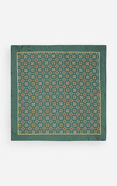 Green Foulard Silk Pocket Square