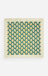 Green Orange Foulard Silk Pocket Square