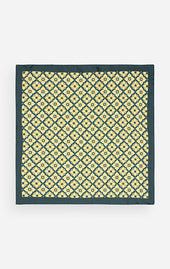 Green Orange Floral Silk Pocket Square