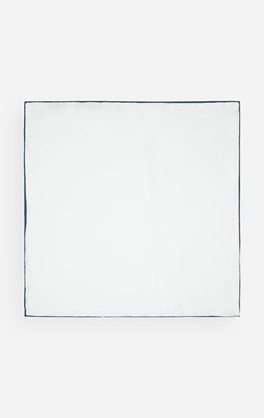 With Navy Trim Silk Pocket Square