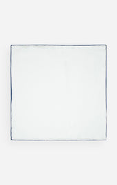 With Navy Trim Silk Pocket Square