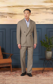 Taupe Crepe Twill - Double Breasted Neo 2 Suit