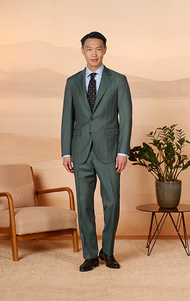 Green Herringbone Rivo Suit