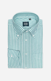 Green Reverse Stripe - Button Down Collar - Lightweight Oxford
