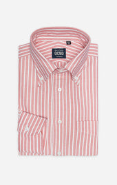 Coral Reverse Stripe - Button Down Collar - Lightweight Oxford