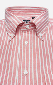 Coral Reverse Stripe Button Down Collar Lightweight Oxford
