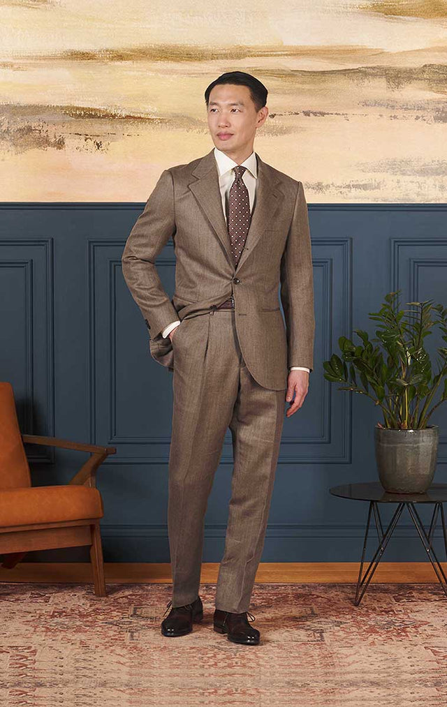 Medium Brown Herringbone - Neo 3 Suit