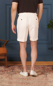 Off White Double Pleat Shorts