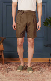 Tobacco Double Pleat Shorts