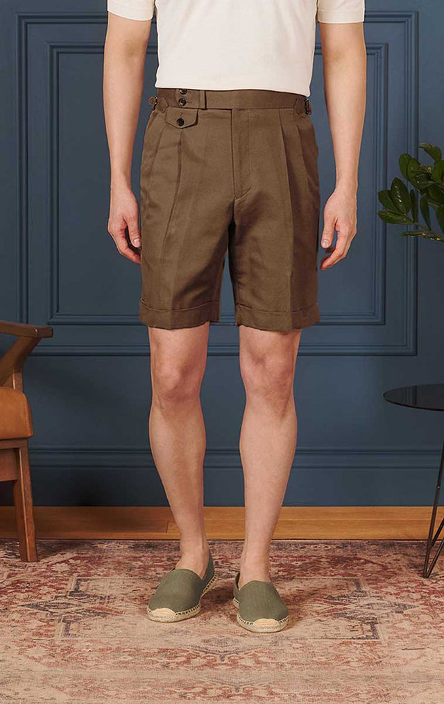Tobacco Double Pleat Shorts