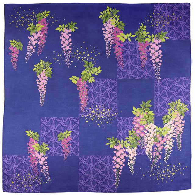Floral Motif Cotton Handkerchief - Purple