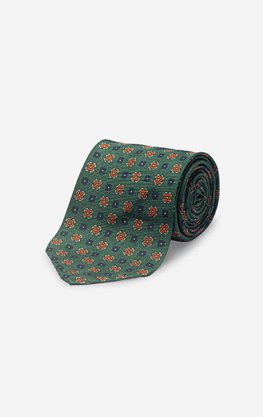 Green, Navy & Orange - Untipped Tie