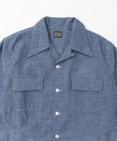 Belafonte Ragtime Clothing Bf23 43 Open Collar Square Flap Pocket Shirt Chambray