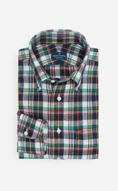 Yellow White Button Down Collar Highland Madras Sportshirt