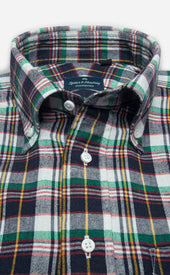 Yellow White Button Down Collar Highland Madras Sportshirt