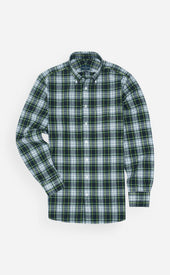 Green Yellow White Button Down Collar Highland Madras Sportshirt