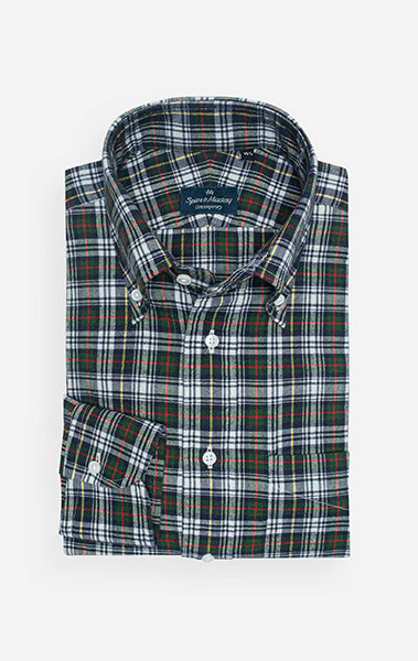 Green Red Button Down Collar Highland Madras Sportshirt