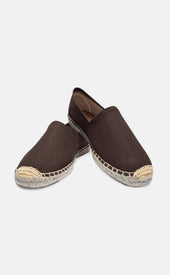 Dark Brown Canvas Espadrille Shoes