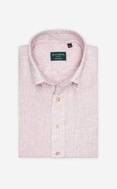 Pink Button Down Collar Linen