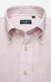 Pink Button Down Collar Linen