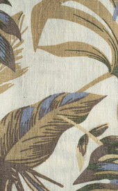 Light Brown Tropical Print Button Down Collar Linen