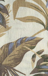 Light Brown Tropical Print Button Down Collar Linen