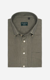 Green - Button-Down Collar - Linen