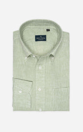 Pistachio Green - Button-Down Collar - Linen