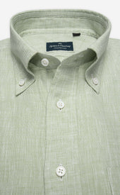 Pistachio Green Button Down Collar Linen