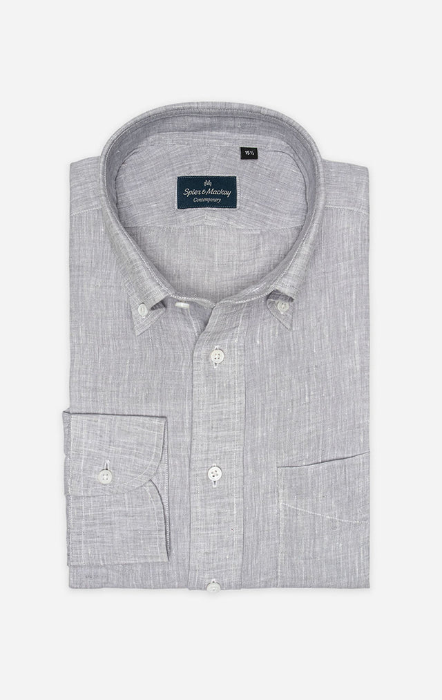 Dove Gray - Button-Down Collar - Linen