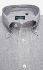 Dove Gray Button Down Collar Linen