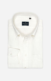 White - Button-Down Collar - Linen