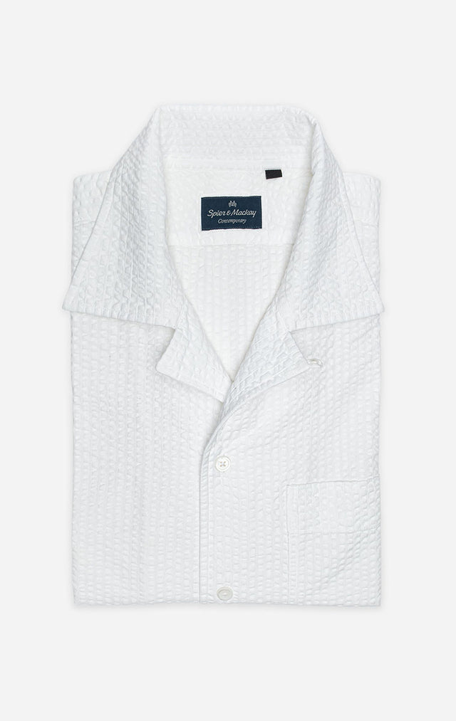 White Seersucker Cabana Shirt