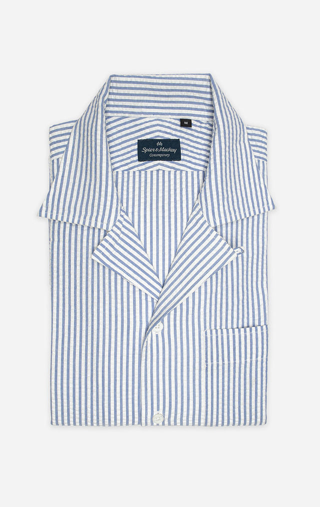 Blue Stripe Seersucker Cabana Shirt