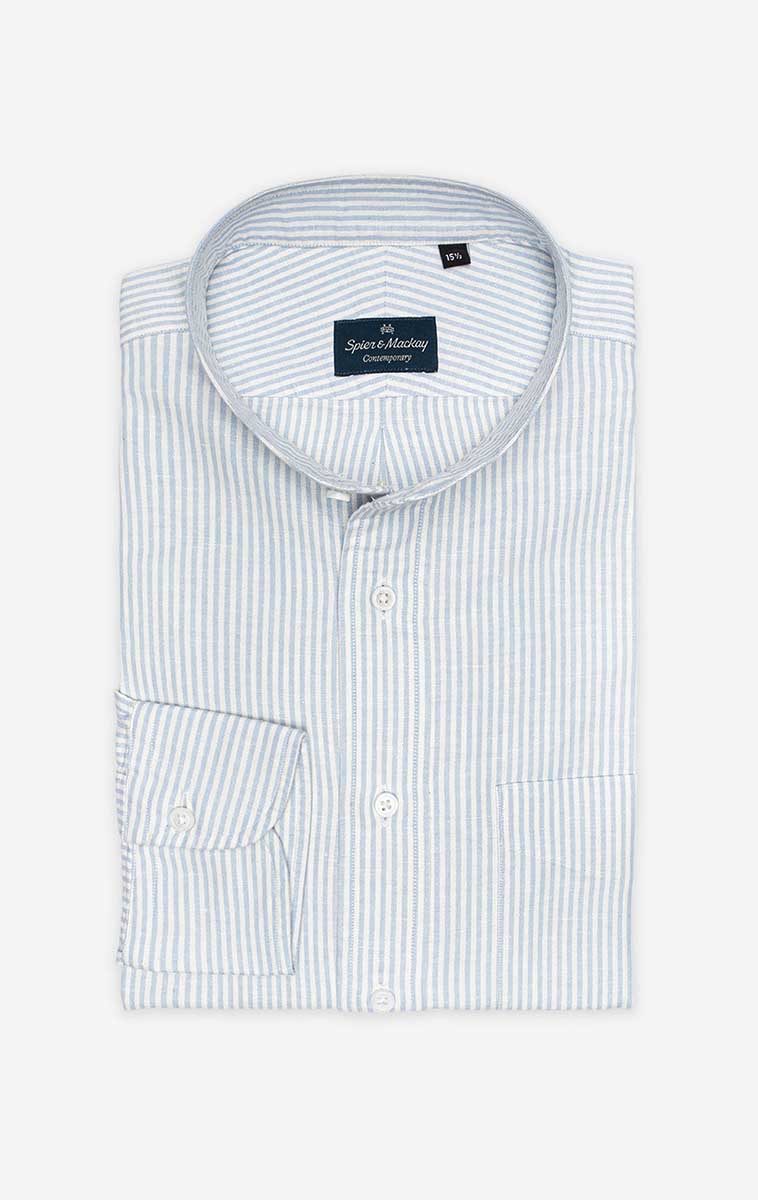 Light Stripe Band Collar Oxford