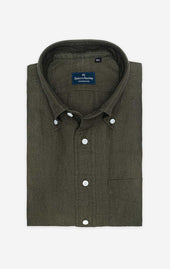Olive - Button-Down Collar - Linen