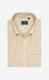Natural Button Down Collar Linen