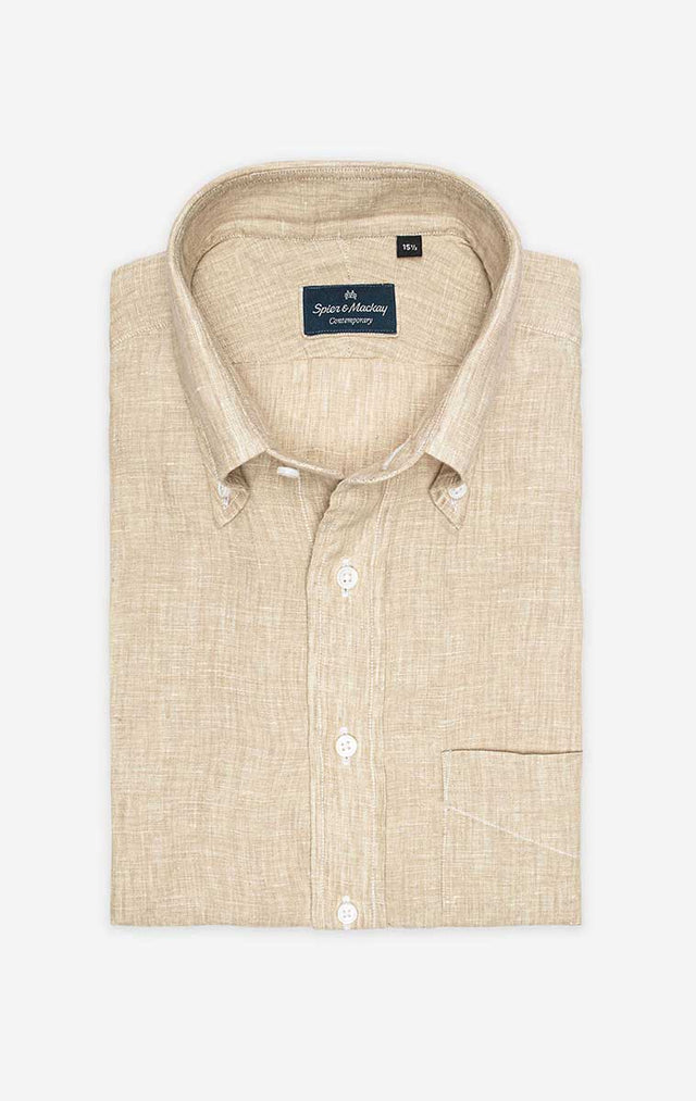 Natural - Button-Down Collar - Linen