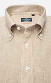 Natural Button Down Collar Linen