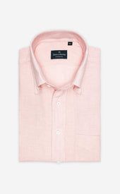 Pink Button Down Collar Linen