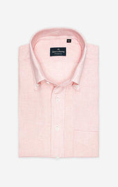 Pink - Button-Down Collar - Linen