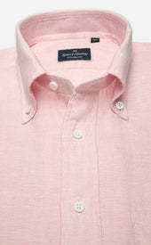Pink Button Down Collar Linen