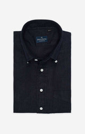 Dark Navy - Button-Down Collar - Linen